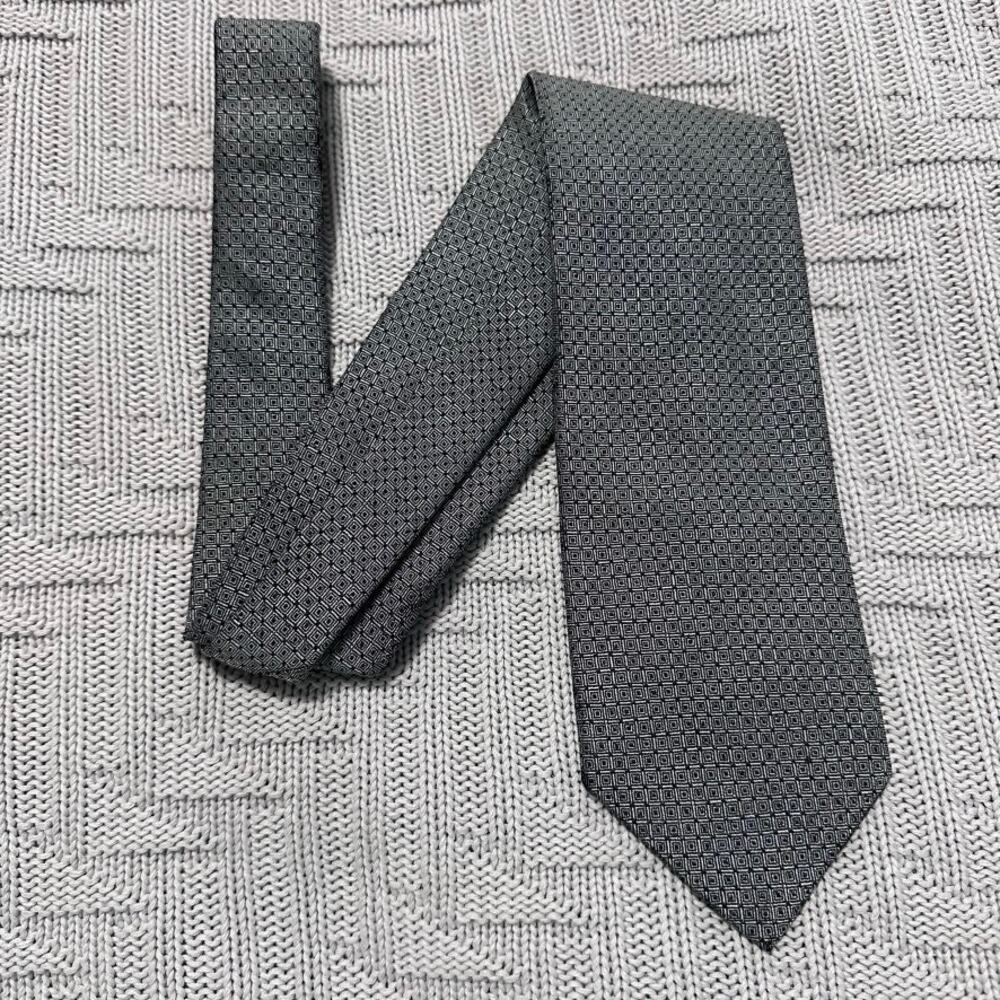 Vintage Polo Ralph Lauren silver gray geometric silk tie